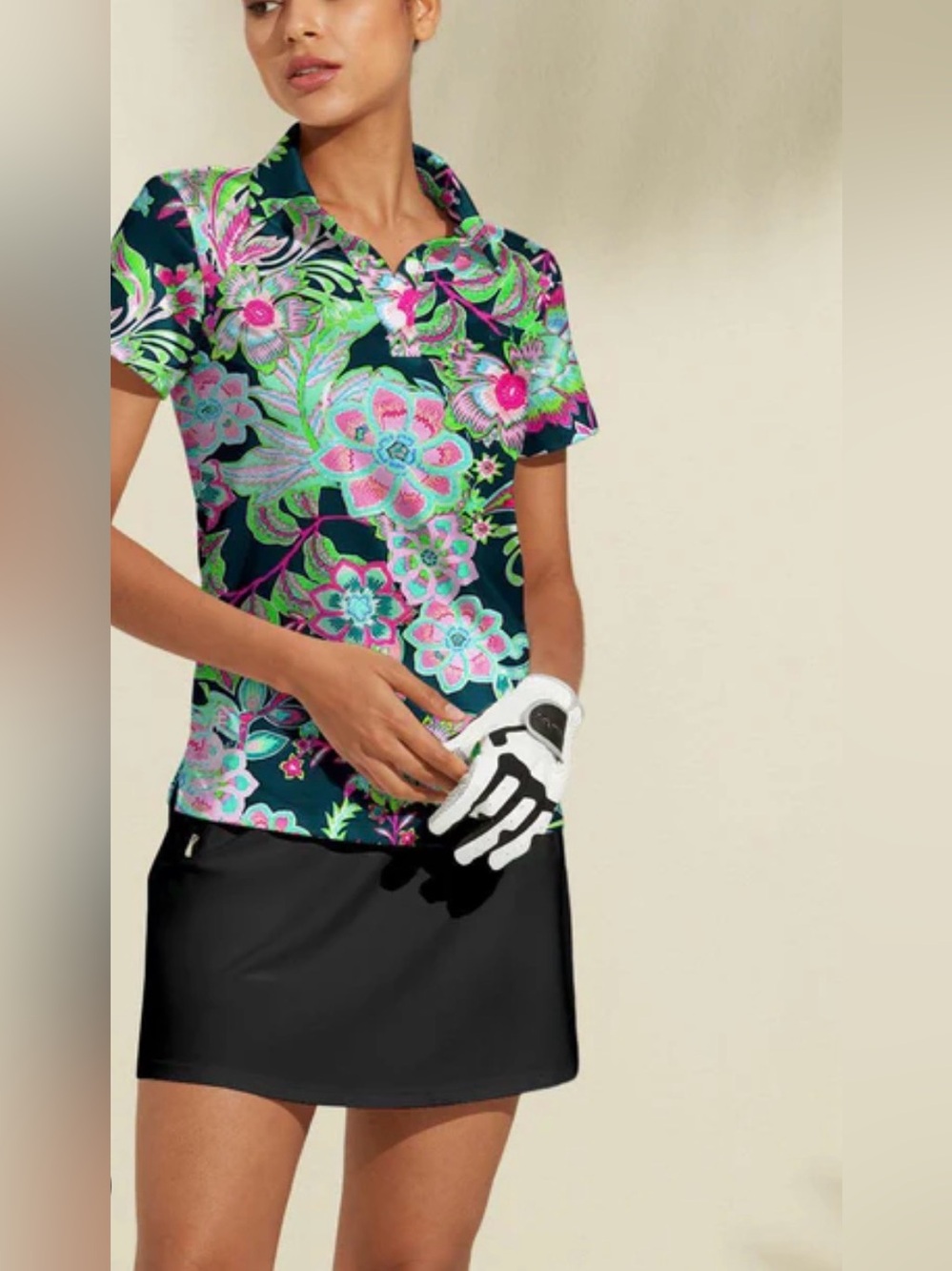 Acegolfs Women’s Floral Golf Polo